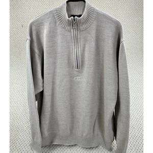 Bogner 1/4 Zip Pullover Mens XL Tan Wool Blend Mock Neck Ski Heavyweight Sweater